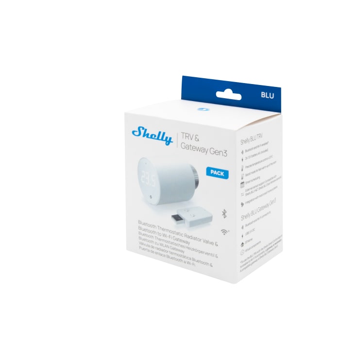 Shelly BLU TRV 1-pakning + BLU Gateway Gen3, radiatortermostat