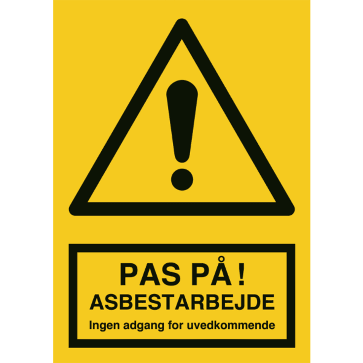 OS advarselsskilt - Pas på! Asbestarbejde