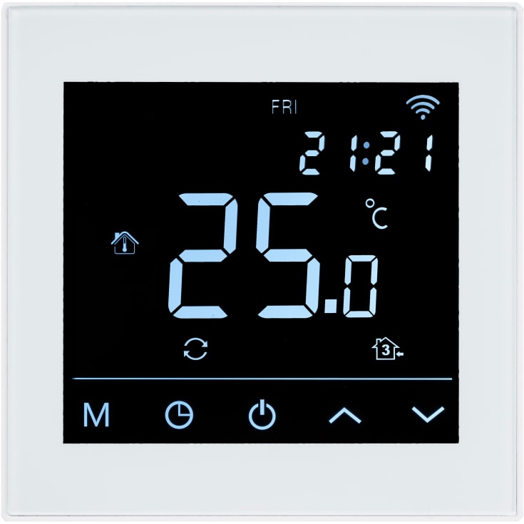 Heatcom HC91 termostat för elgolvvärme, wi-fi, vit