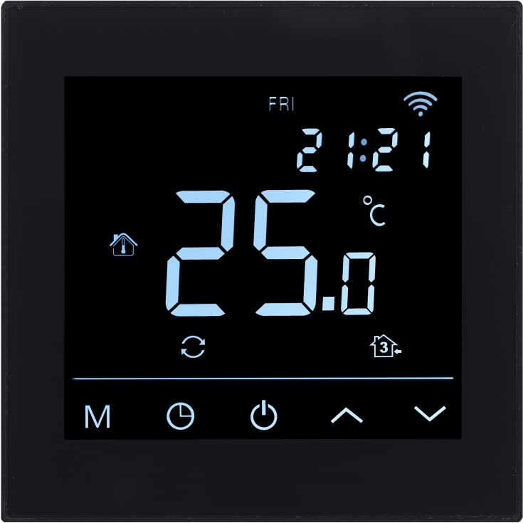 Heatcom HC91 termostat for el gulvvarme, wi-fi, sort