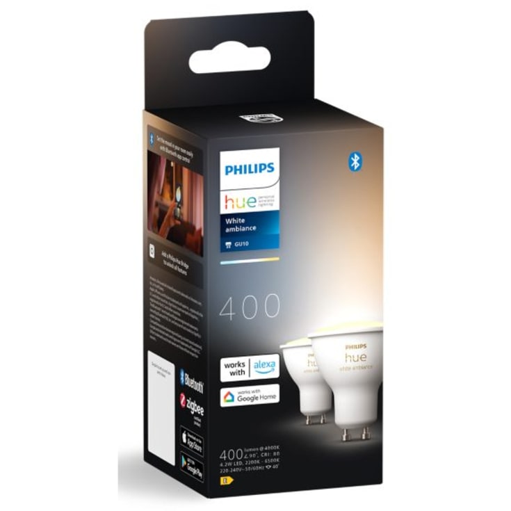 Philips Hue White Ambiance GU10 spotlampa, 2-pack