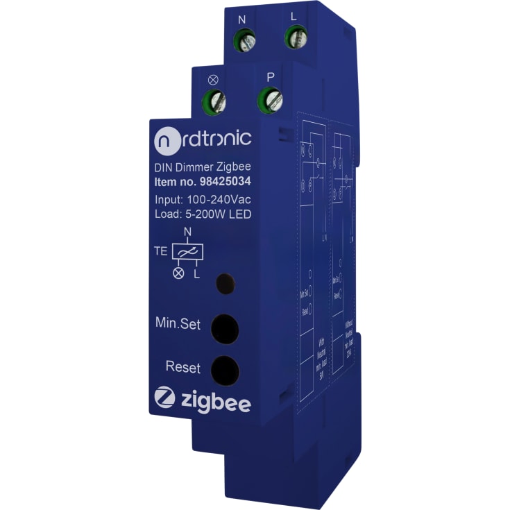 DIN Dimmer Zigbee 200W LED 230V push switch