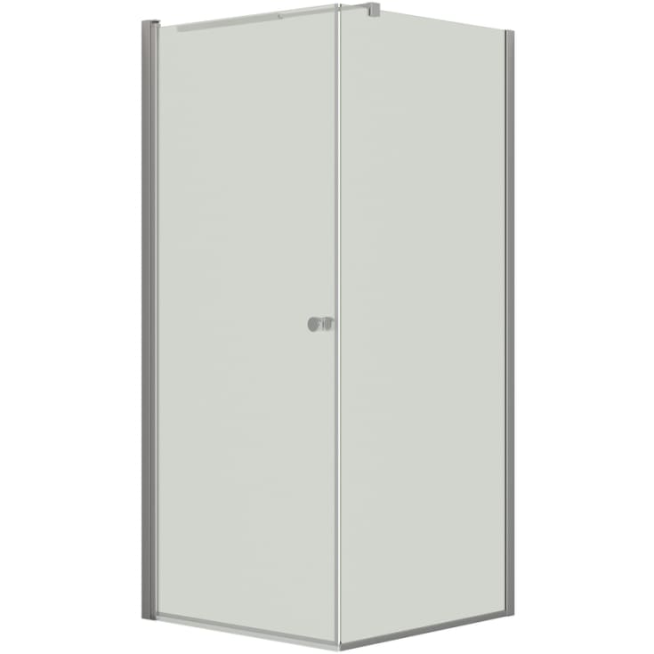 Dansani Match brusehjørne, model A+D, dør og væg, 79x79 cm, klart glas, satin profil