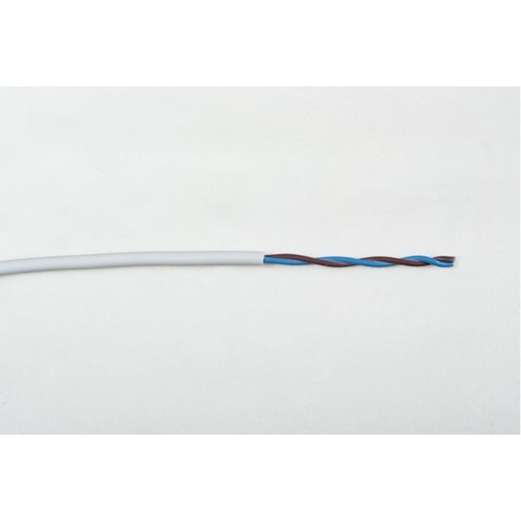 100 meter Ledning H03VV-F 2x0,75 hvid, R100