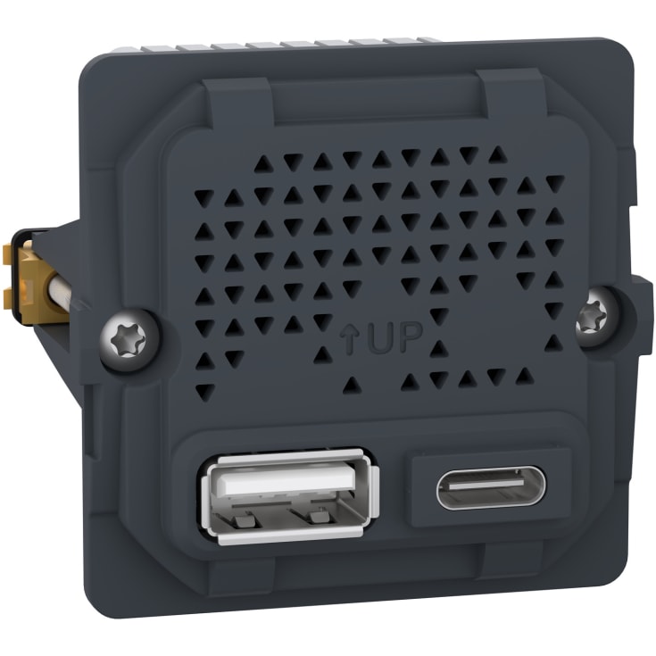 Fuga USB A+C lader, 21W 3A, 1 modul, uden afdækning