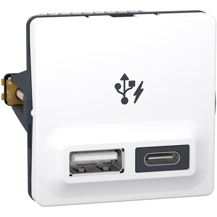 Fuga USB A+C lader, 1 modul, hvid