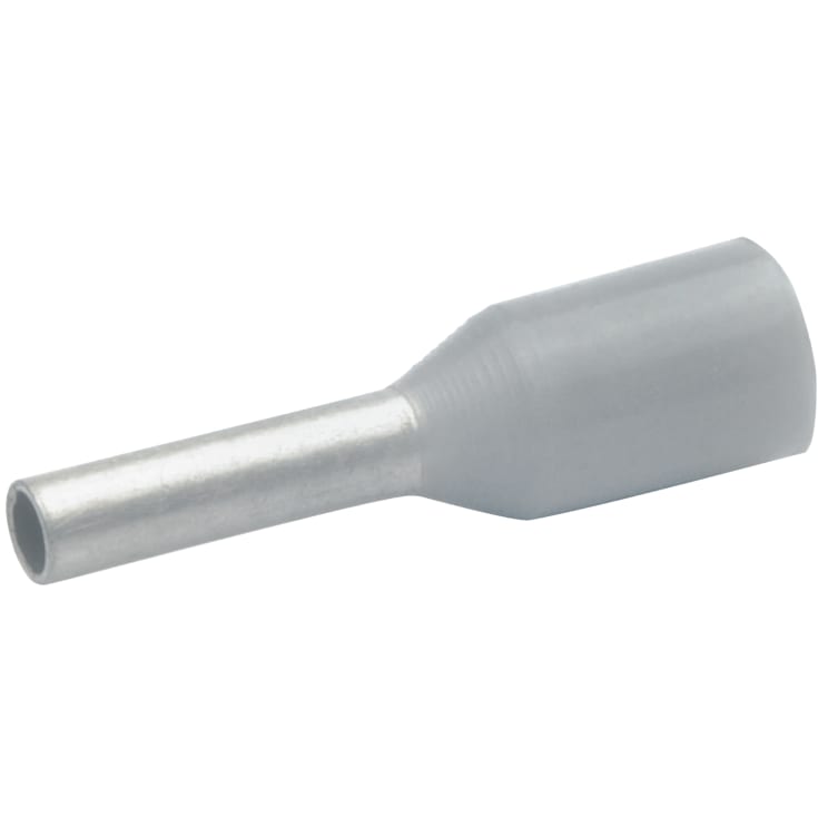 1000 stk Terminalrør Isoleret 0,75 mm², L: 8/14 mm grå, DIN 46228 del 4