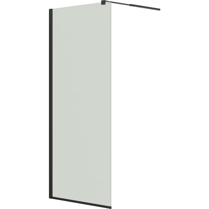Dansani Match duschvägg, modell D+teleskopstång, 87 cm, klart glas, svart profil