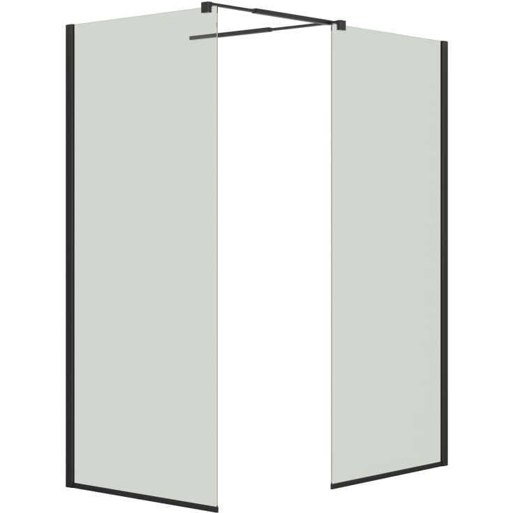Dansani Match walk in bruseløsning, model D+D, 87 cm, klart glas, sort profil