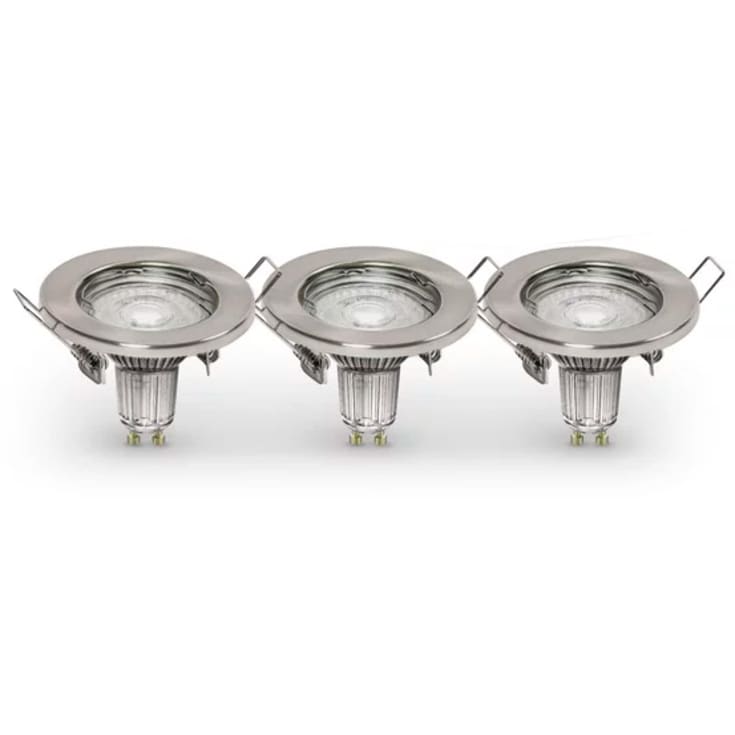 Ledvance Recess downlight, 2700K, 2,6W, børstet stål, 3-pk