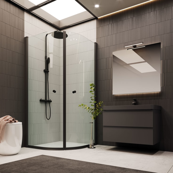 Arrow Round Black Edition 80 duschdörr, 200x80 cm, klart glas, svart profil