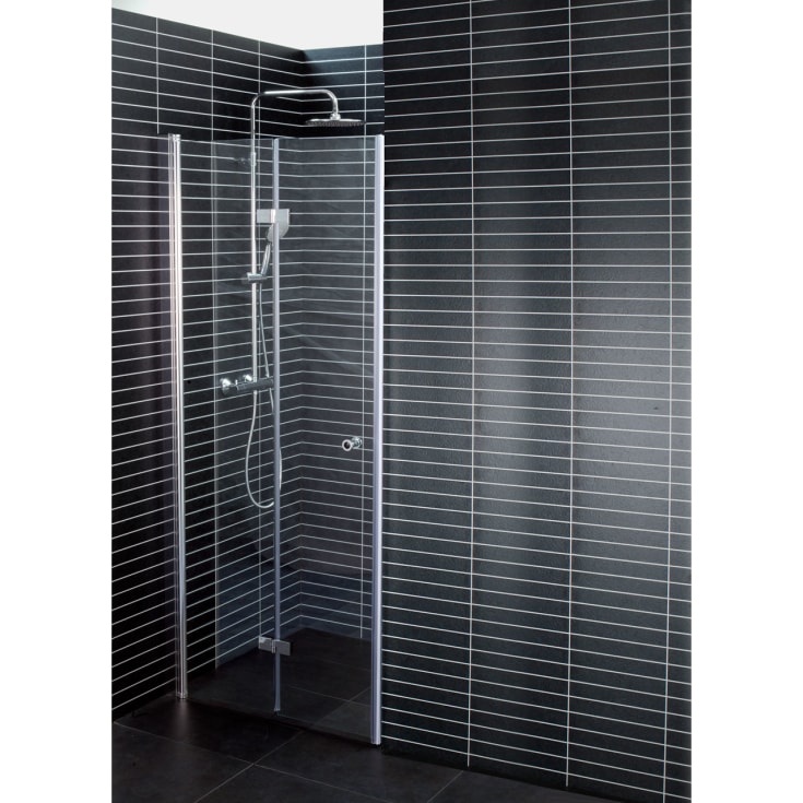 Arrow Twice vikbar duschvägg, 200x77,2 cm, höger, klart glas, aluminiumprofil