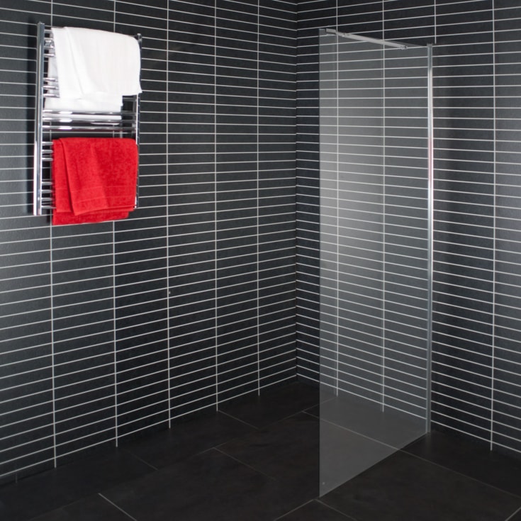 Arrow Wall High duschvägg, 200x107,2 cm, klart glas, aluminiumprofil