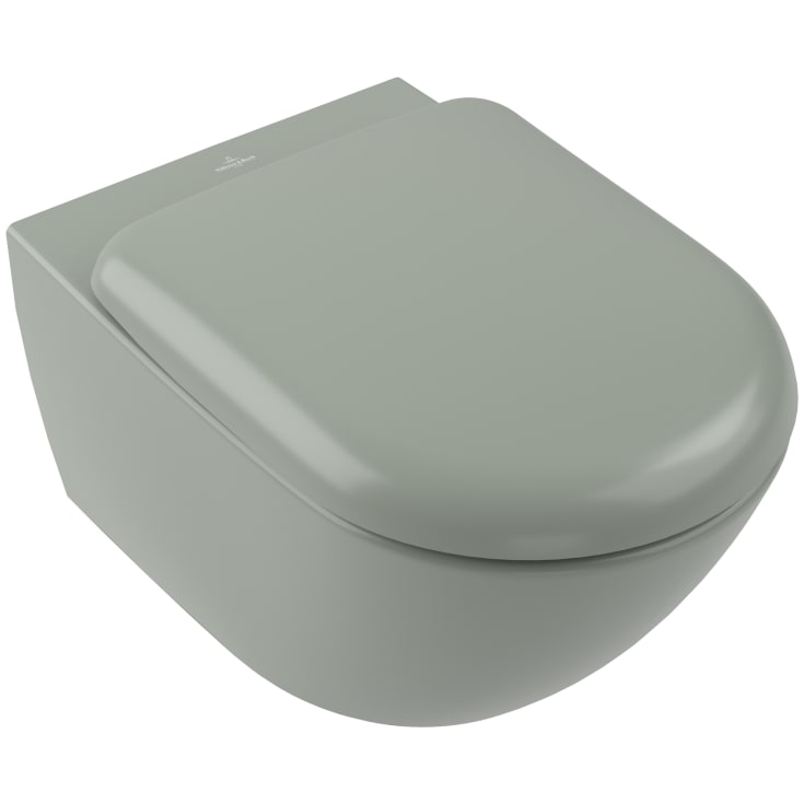 Villeroy & Boch Antao vägghängd toalett, utan spolkant, rengöringsvänlig, matt grön