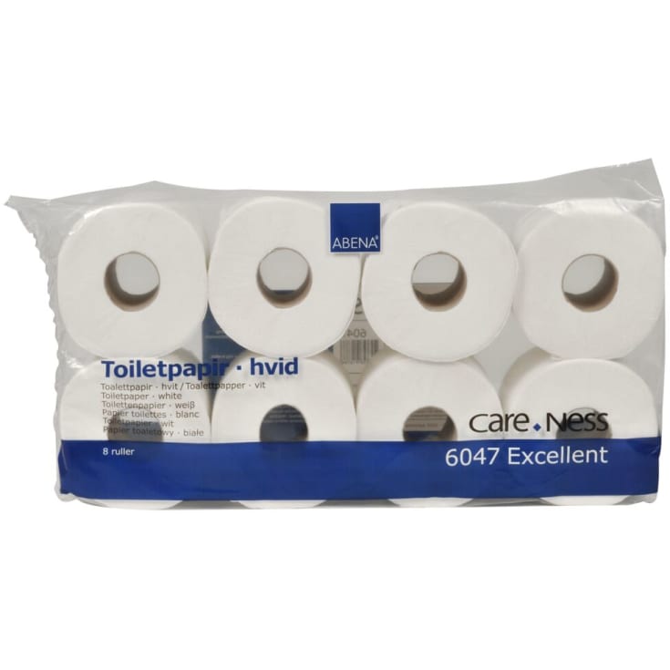 8 stk Abena Care-Ness Excellent toiletpapir, 3-lags, hvid
