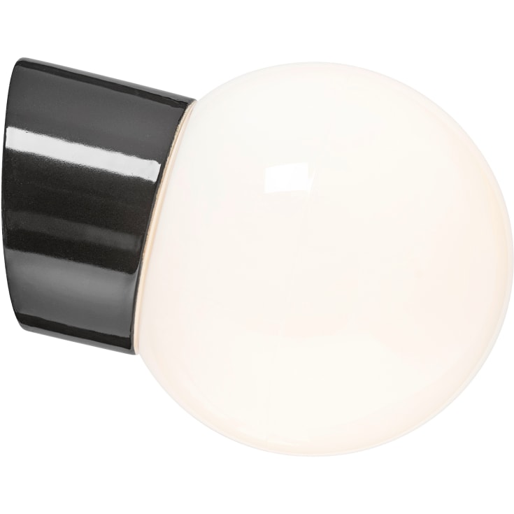 Vägglampa Classic Glob svart, 150 blank opal LED 8W 3000K