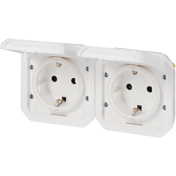 5 stk Plexo55 fortrådet dobbelt Schuko stikkontakt 16A 4 modul hvid