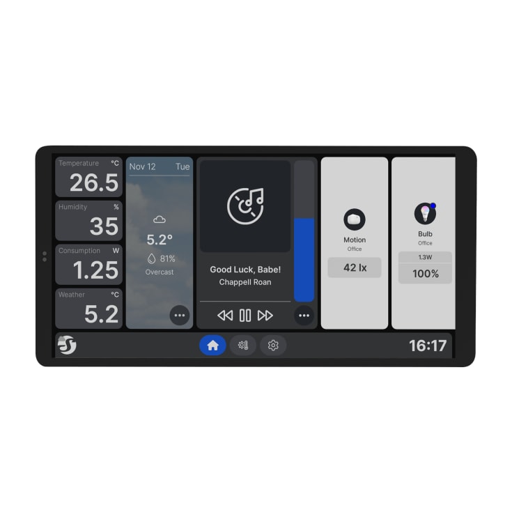 Shelly Wall Display X2 Black + BLU H&T Black - WiFi touch skærm