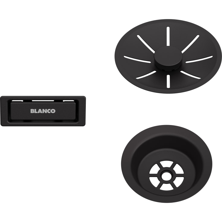 Blanco Infino kurveventilsett, manuell, Ø82 mm, matt sort