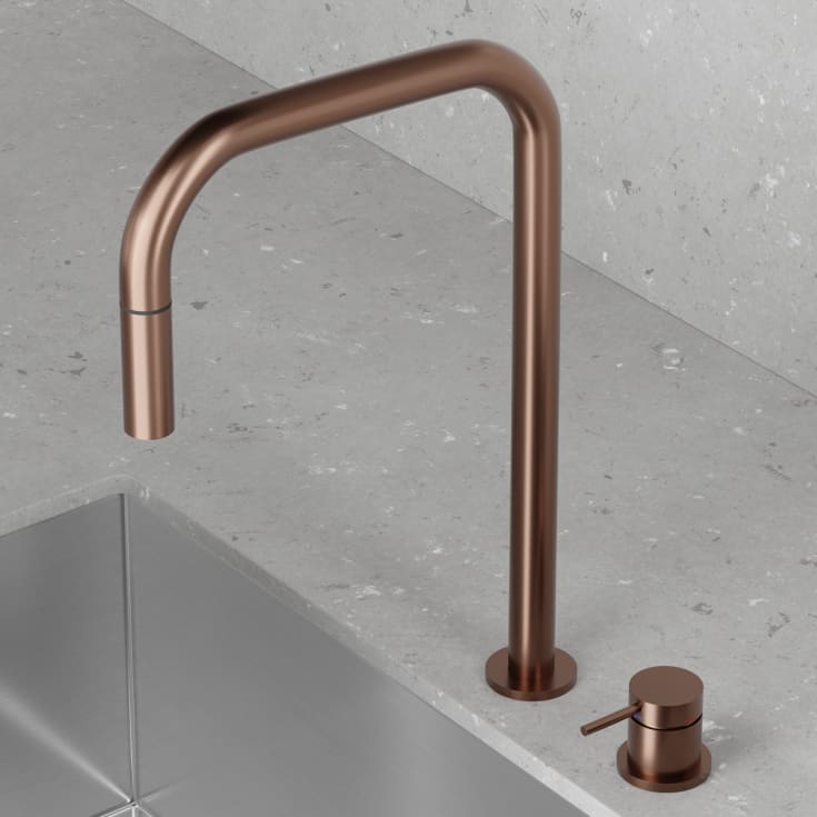 Scandtap Harmonized K2P kjøkkenbatteri, square, uttrekkbar tut, amber