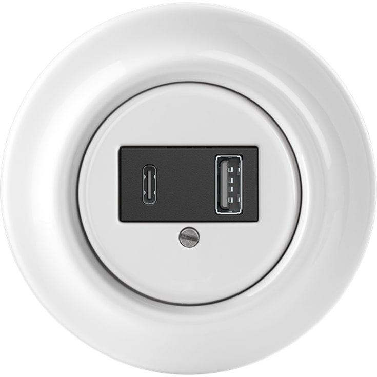 ABB Decento USB-A+C stikkontakt, hvid