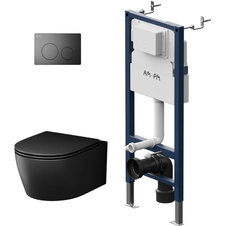 AM.PM X-Joy S toiletpakke, uden skyllekant, mat sort