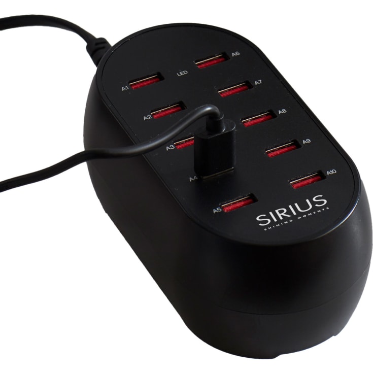 Sirius-laddare med 10 USB-A-portar
