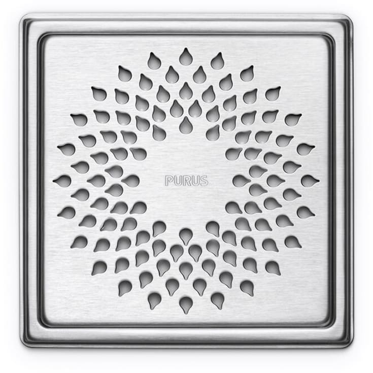 Purus Drop afløbsrist, rist og ramme, 154x154 mm, rustfrit stål