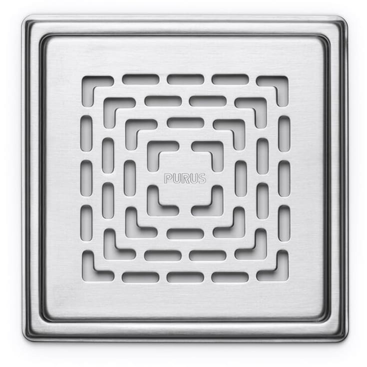 Purus Classic afløbsrist, rist og ramme, 154x154 mm, rustfrit stål ...
