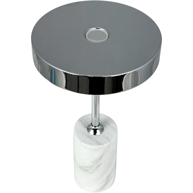 Dyberg Larsen Starlight genopladelig bordlampe, hvid marmor