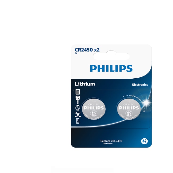 Philips Lithium CR2450 batterier, 2 stk.