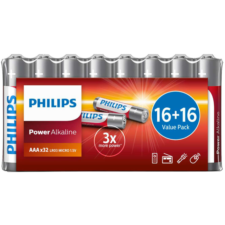 Philips Power Alkaline AAA batterier, 32 stk.