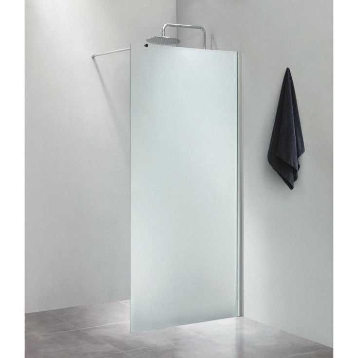 Cassøe dusjvegg, 100 cm, frostet glass, krom profil