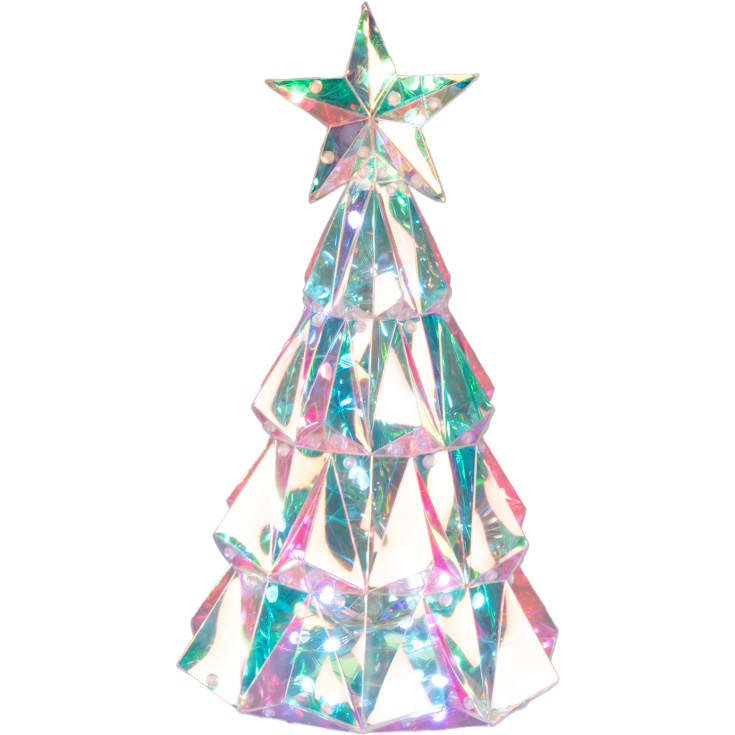 Konstmide juletræ med diamant effekt og lys, 30cm