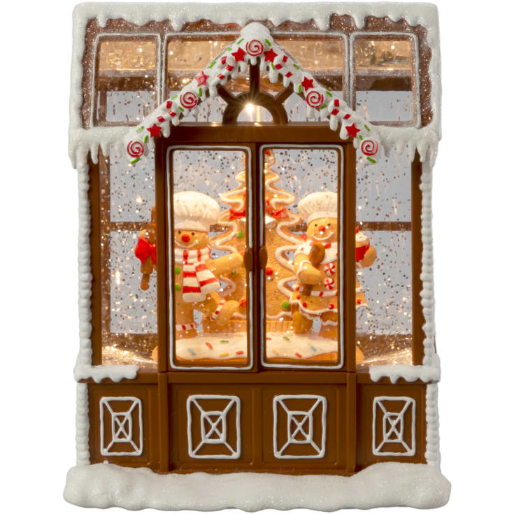 Konstmide snøkule, pepperkakehus