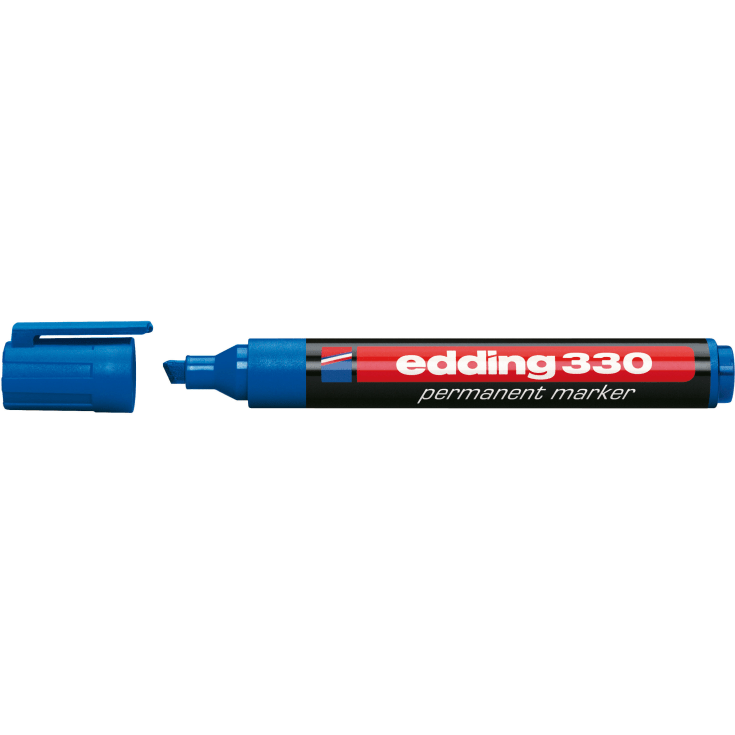 edding permanent tusj e-330, skrå spiss, 1–5 mm, blå