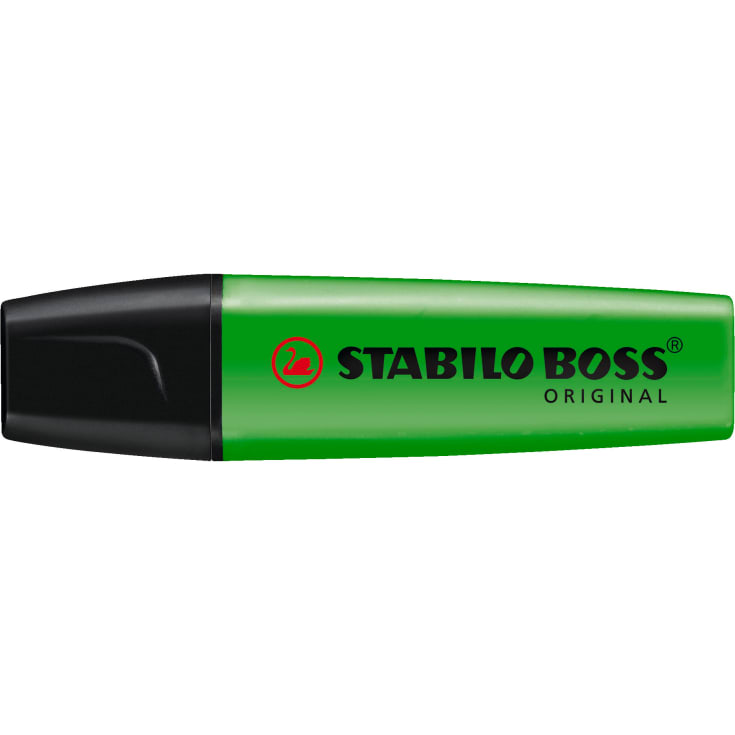 10 stk STABILO BOSS 70 overstregningstusch, skrå spids, grøn