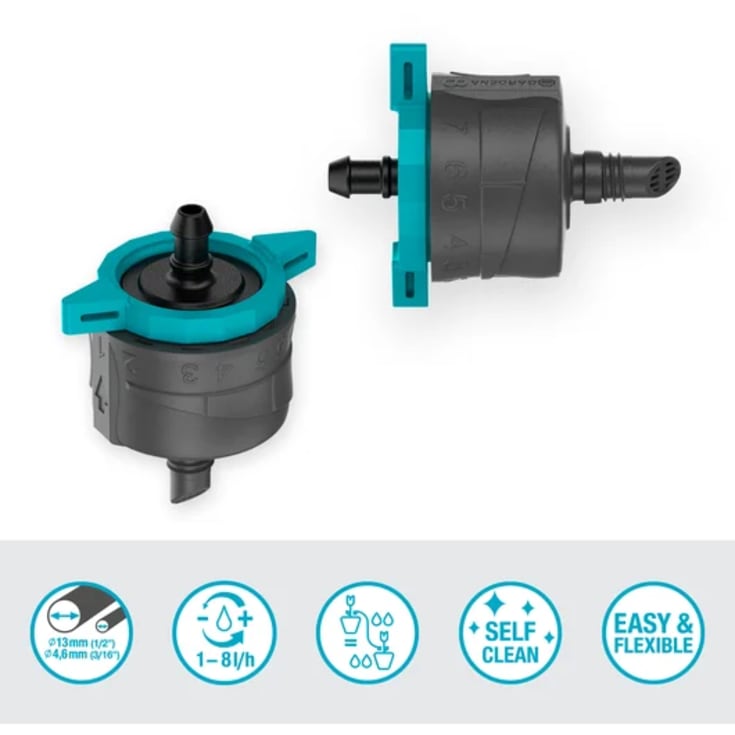 Gardena Micro-Drip-System justerbar endedrypvander, trykkompens.
