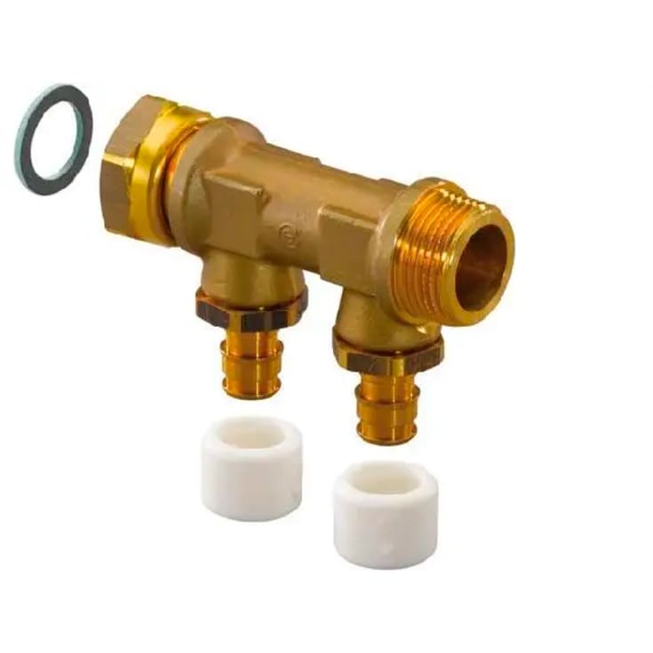 Uponor Uponor Aqua Plus Q&E samlestokk 3/4", 2 avgreninger med 15 mm kobling