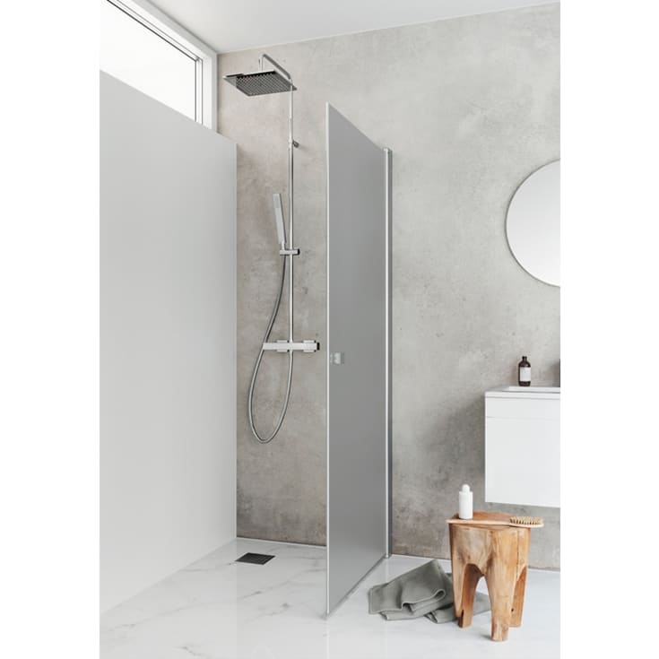Hafa Igloo Pro dusjdør, 86,5 cm, frostet glass, aluminium profil