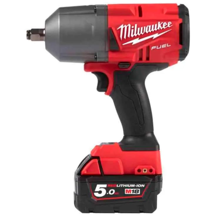 Milwaukee M18 ONEFHIWF12 1/2" muttertrekker, med 2 x 18V 5,0 Ah batterier