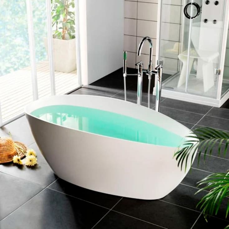 Westerbergs Ellipse badekar, 1570x705 mm, støpemarmor, hvit