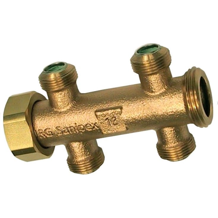 Armaturjonsson Sanipex samlestokk, kryss, 1", 2+2 avgreninger, 12 mm