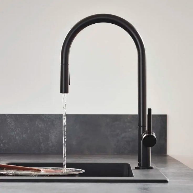 Hansgrohe Talis M54 kjøkkenarmatur, uttrekkbar tut, matt sort