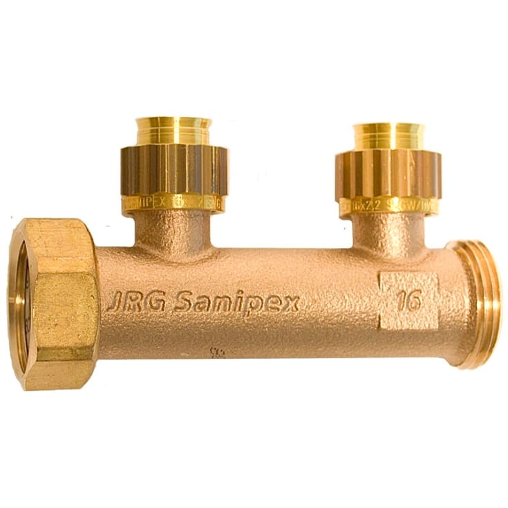 Armaturjonsson Sanipex samlestokk 1", 2 avgreninger, 16 mm
