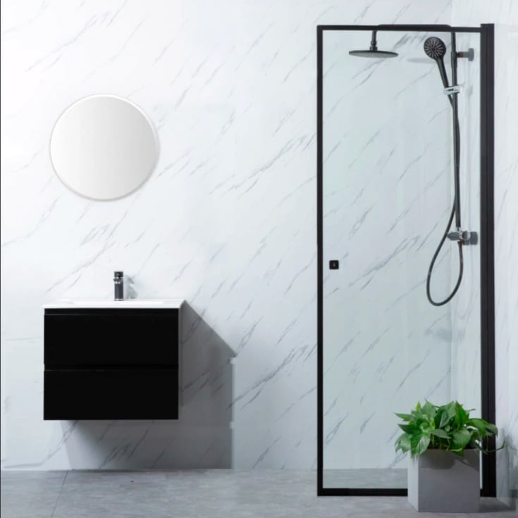 Bathlife Profil dusjdør, 100 cm, klart glass, sort profil