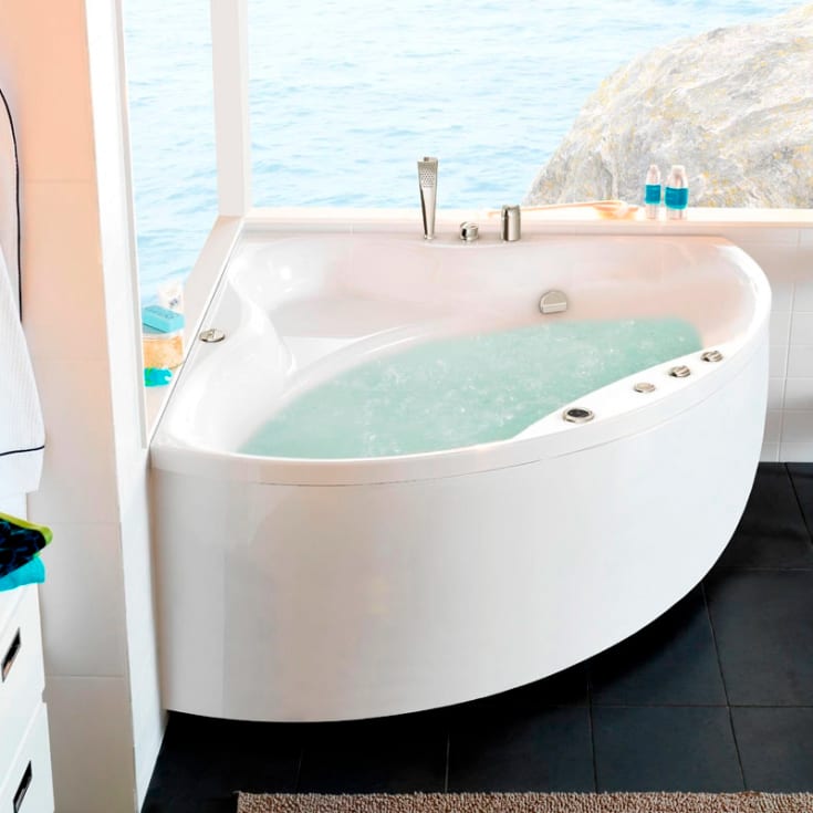 Westerbergs Ocean 140C Superior soft  boblebad, hjørne, 1375x1375 mm, akryl, hvit