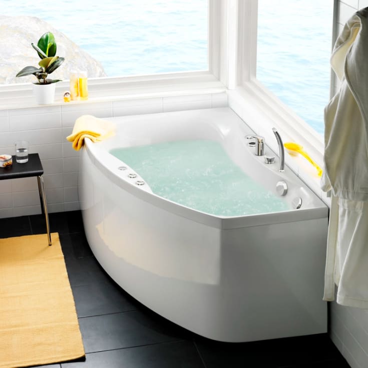 Westerbergs Ocean 160R Comfort boblebad, 1600x912 mm, høyre, akryl, hvit