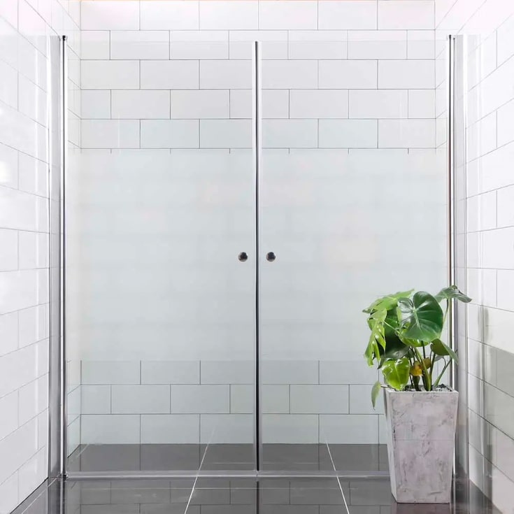Bathlife Mångsidig dusj nisje 90x90 cm, delvis frostet glass, sølv profil
