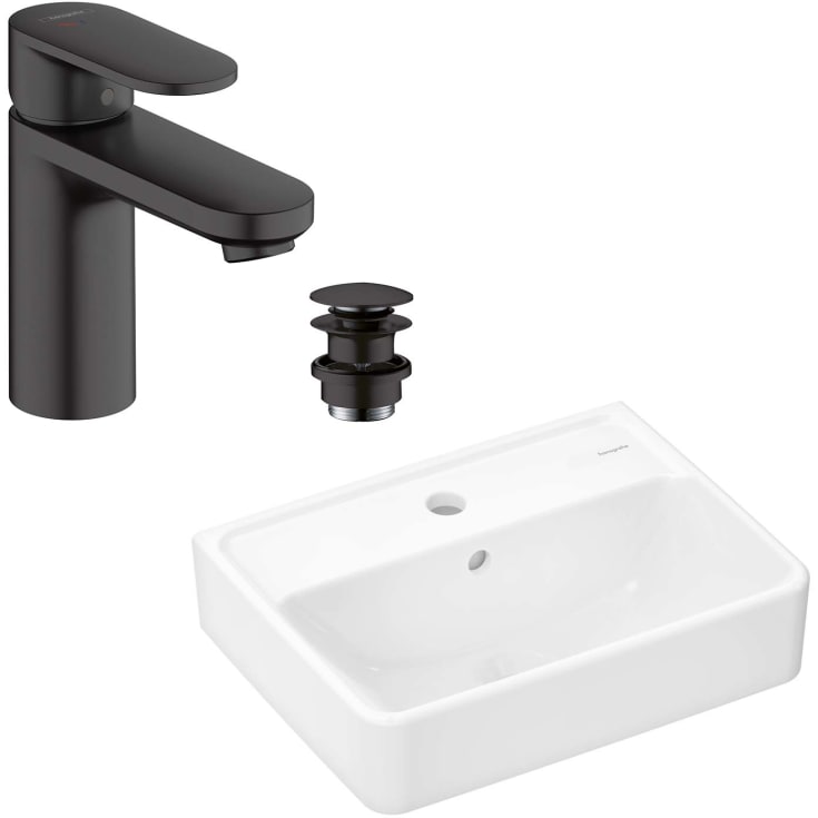 Hansgrohe Xanuia Q håndvask-pakke, 45x34 cm, hvid/sort